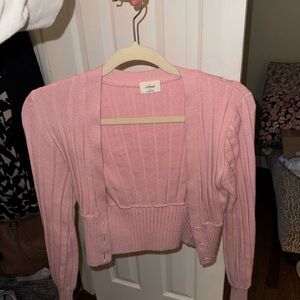 Wilfred Pink Ribbed Knit Cardigan Sweater